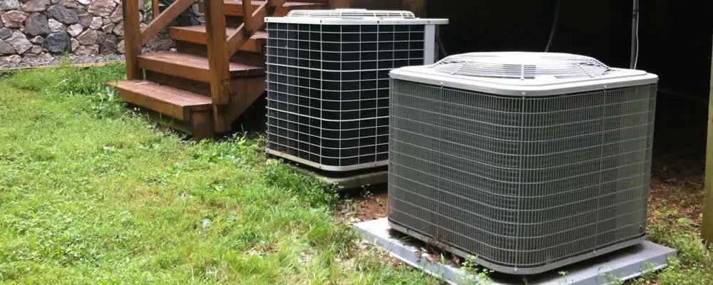 Heat pump installation and service units outside a home in Fresno, CA